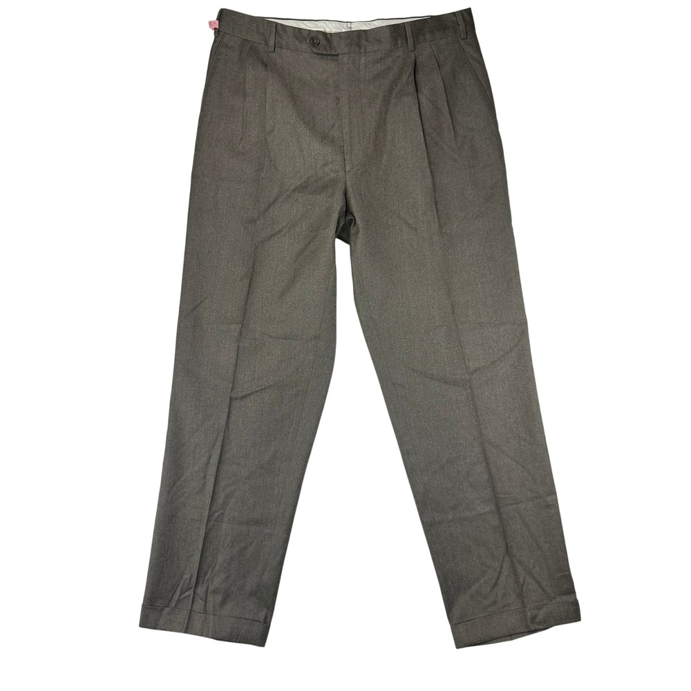 Zignone Dress Pants Pleated 36x30 Brown Wool Cashmere Trousers‎ Italy Old Money